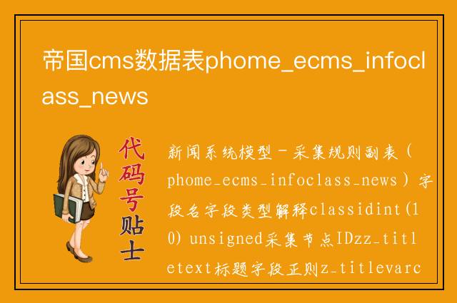 帝国cms数据表phome_ecms_infoclass_news结构